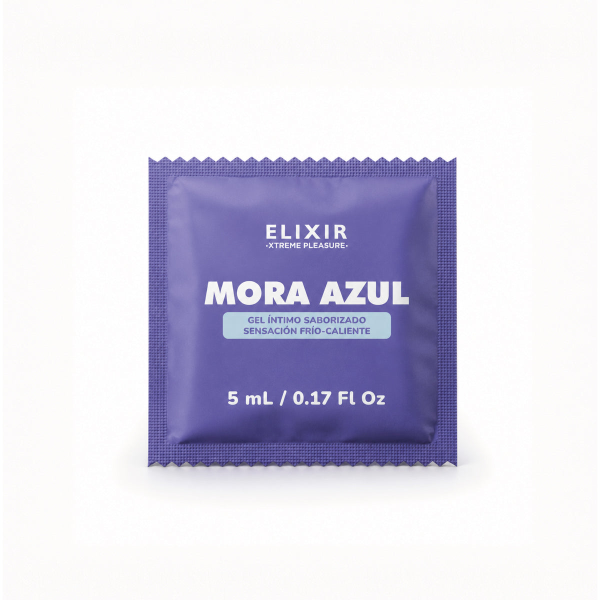 Elixir lubricante saborizado mora azul, sachet individual de 5 ml