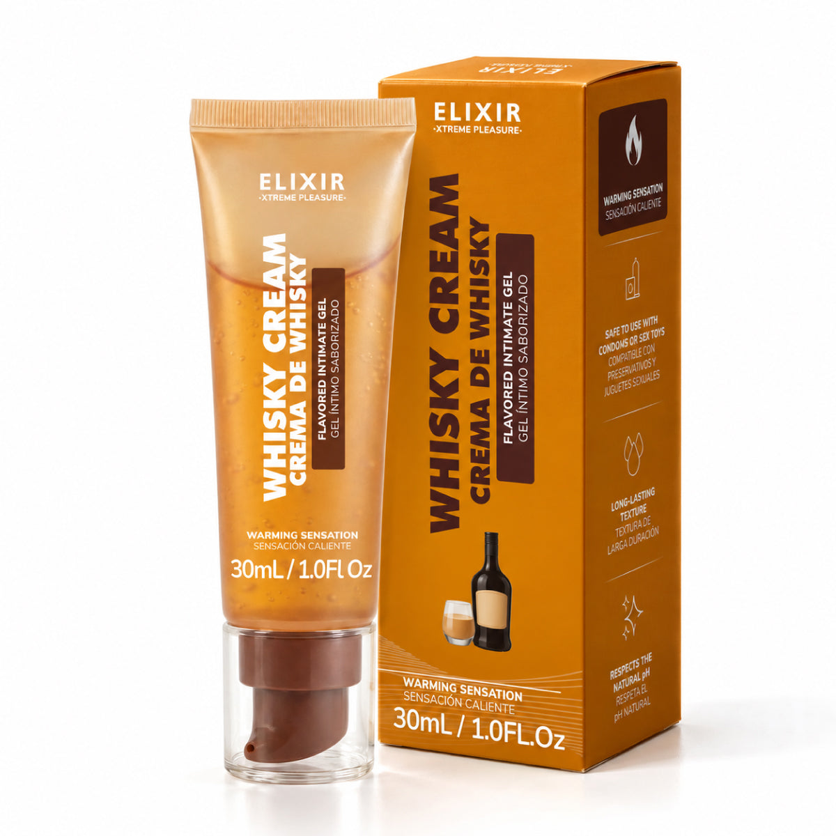 Elixir lubricante saborizado crema de whisky, 30 ml