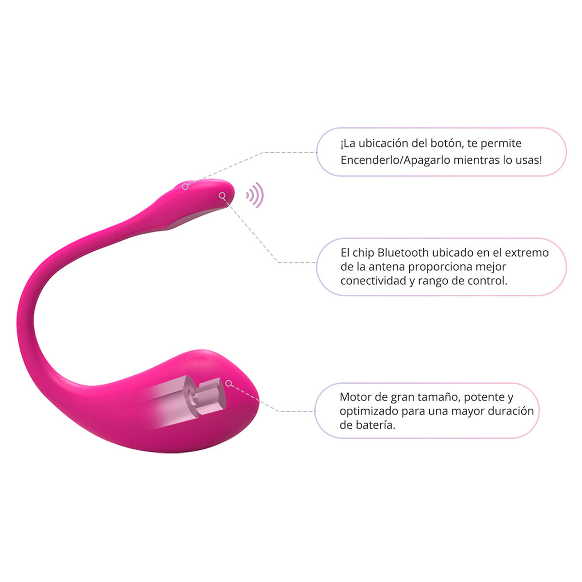 Lovense Lush 2: antena con botón, chip Bluetooth y motor