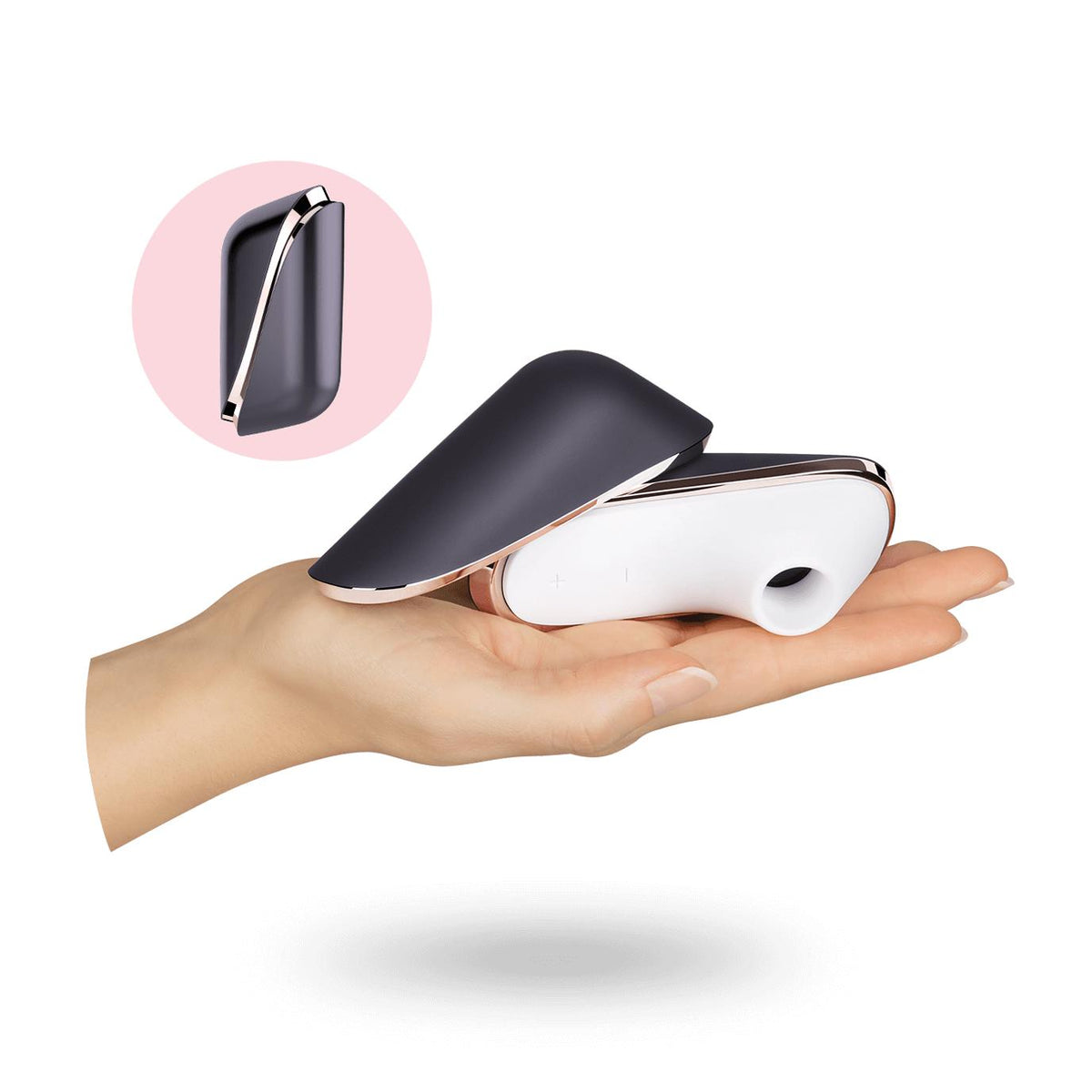 Satisfyer Traveler en la mano, tamaño de viaje