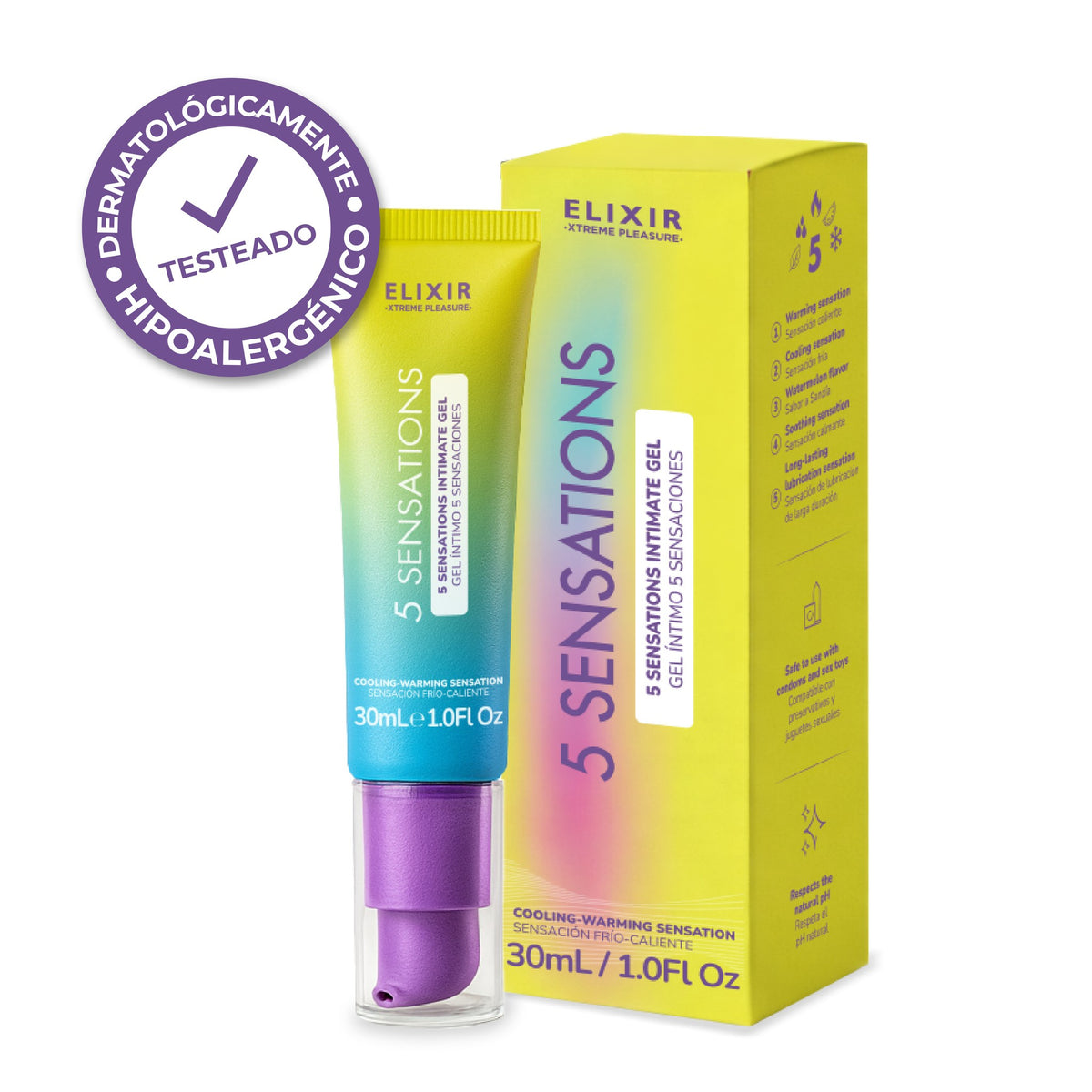 Lubricante 5 Sensaciones Elixir, dermatológicamente testeado