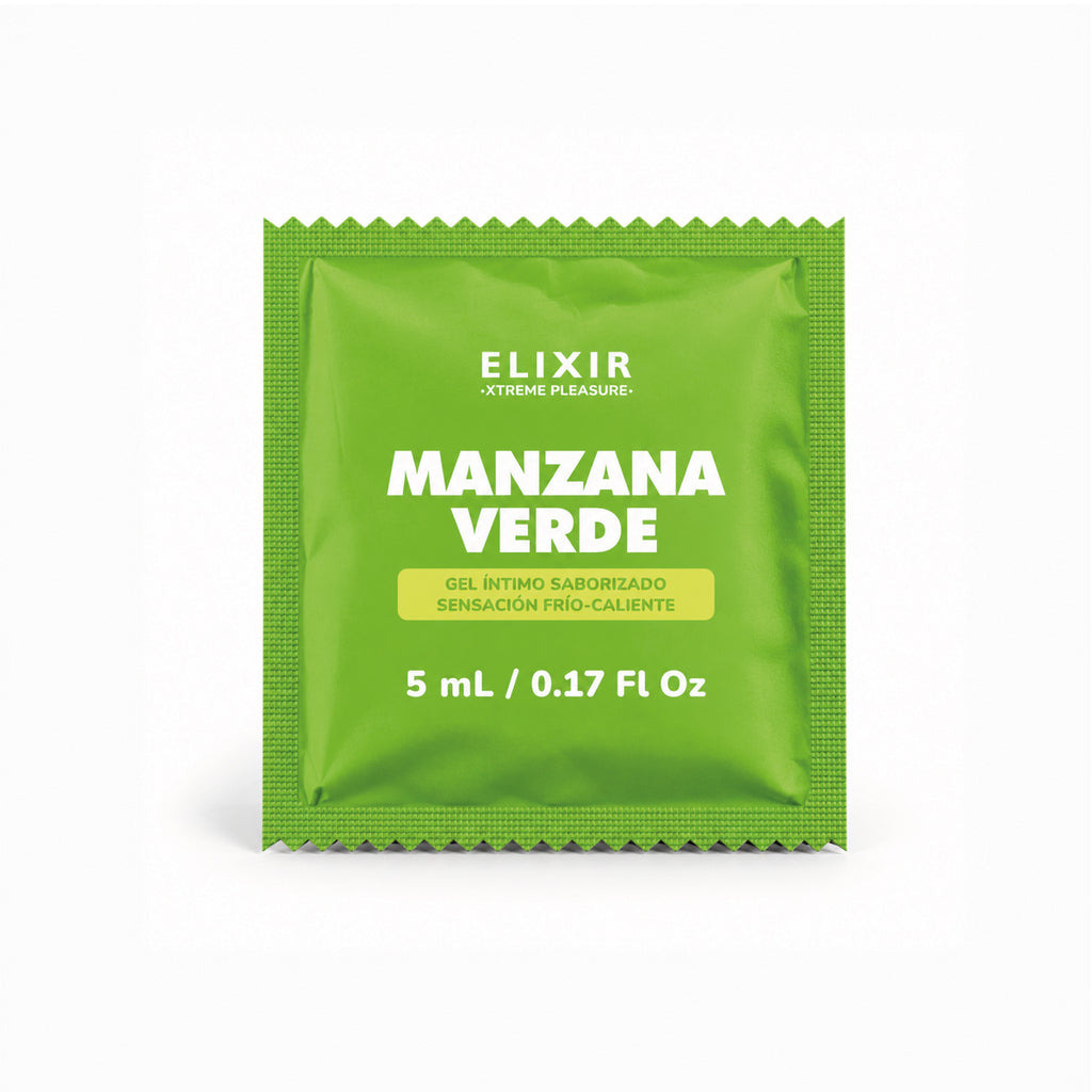 Elixir lubricante saborizado manzana verde, sachet individual de 5 ml