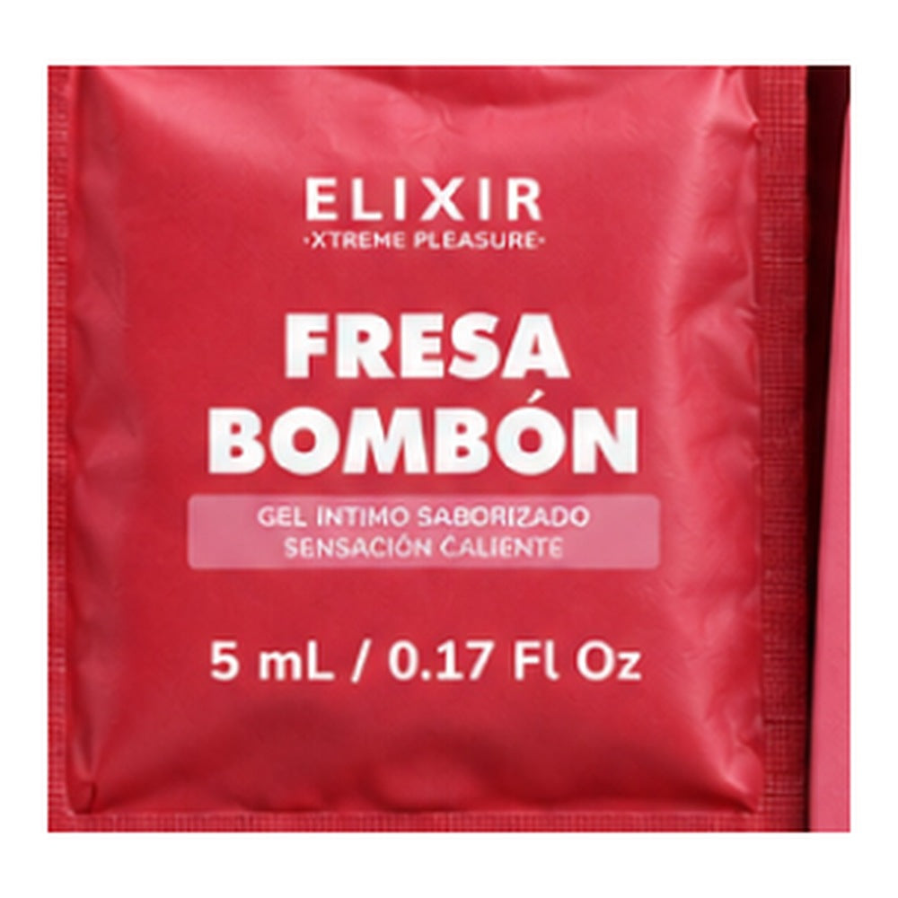 Elixir lubricante saborizado fresa bombón, sachet individual de 5 ml