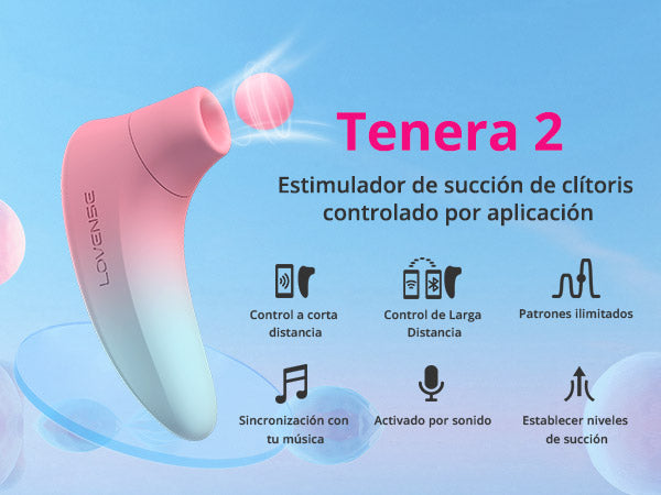 Infografía del Lovense Tenera 2: succionador de clítoris controlado por aplicación
